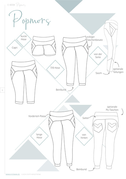 Popmors - kurze, 3/4, 7/8, lange Hose Gr. 30-50